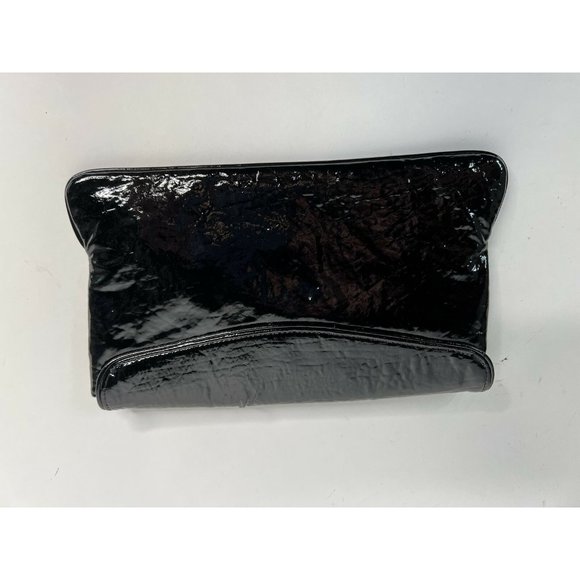 Lauren Merkin Womens Clutch Handbag Black Leather Snap Button M - Picture 6 of 12